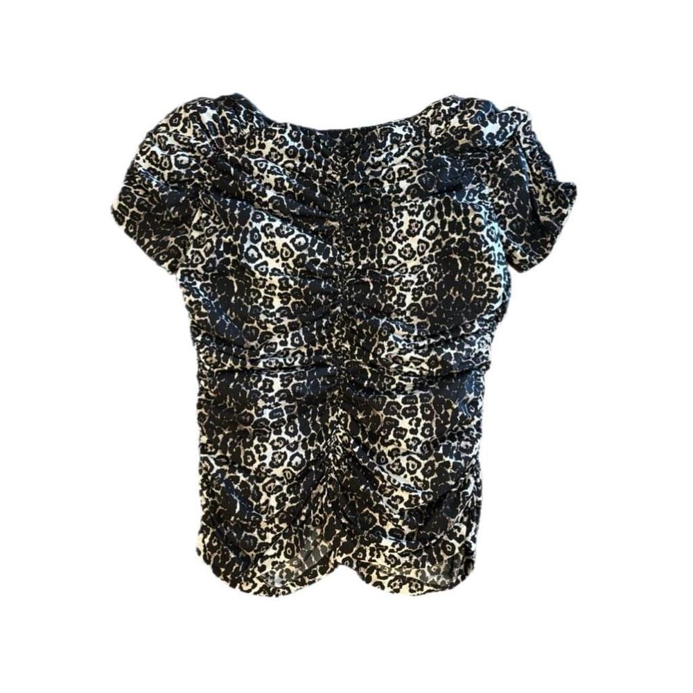 St John Leopard Print Rouched Top S/L SZM - Picture 2 of 2